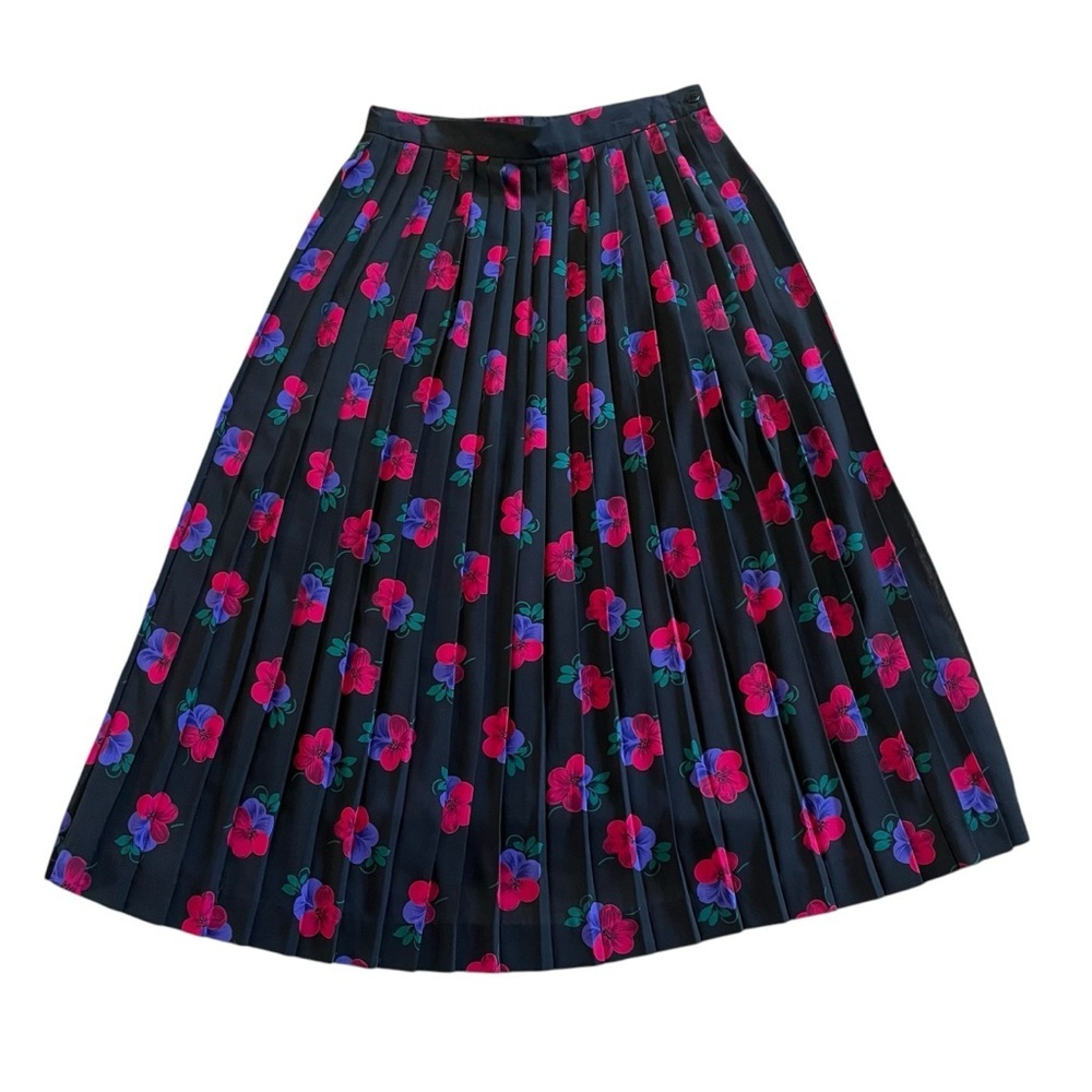 Vintage Country Sophisticates Pendleton Floral Pleated midi skirt sheer size S
